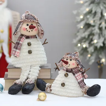 Karácsonyi ül szövet hóember baba, hegyes kalap, cilinder klasszikus Karácsonyi dekoráció, baba nyaralás belföldi ajándék, dísztárgyak