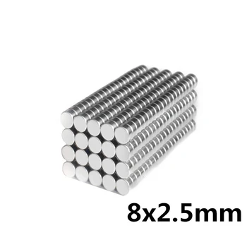 50pcs N35 Dia 8 × 2.5 mm forró kerek mágnes, Erős mágnesek Ritka Föld Neodímium Mágnes, 8 × 2.5mm nagykereskedelmi 8*2.5 mm