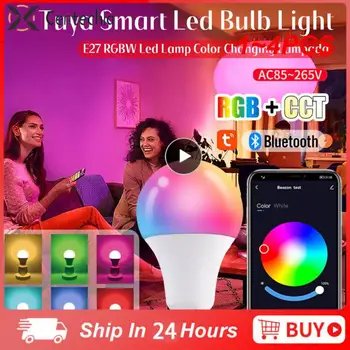 1~4DB Tuya Smart Led Izzó Lámpa E27 10W B22 Tuya Vezérlő RGB+CCT Színű Led Lámpa Működik Alexa Haza