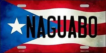 Fém Adóazonosító Jel Falra Dekoráció Emléktábla Alá Rendszám Tag, Naguabo Puerto Rico Állami Zászló Háttér Újdonság Fém