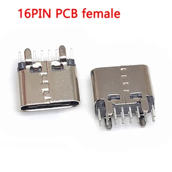 30pc C Típusú 16Pin Aljzat Csatlakozó USB 3.1 Függőleges Plug-in-Board Női Elhelyezés DIP A PCB Design DIY Magas Töltés Aktuális