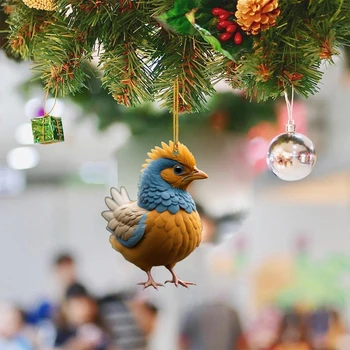 Kedves Csirke Akasztás Karácsonyfa Medál Kreatív, Vicces Kakas Karácsonyi Party Lakberendezési Állat Akril Díszítés